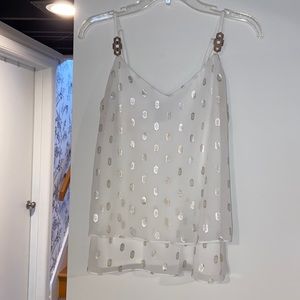 White House Black Market white/silver tank top